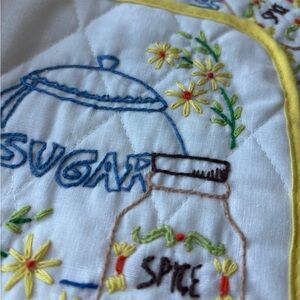 Adorable Vintage Potholders  Yellow Embroidered Kitchen Linen Final Sale